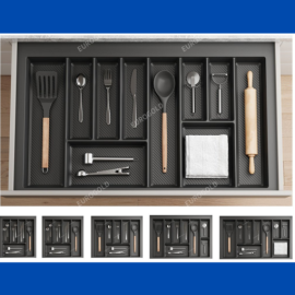 Khay chia thìa dĩa nhựa cao cấp vân Cacbon ETC450CB – Eurogold