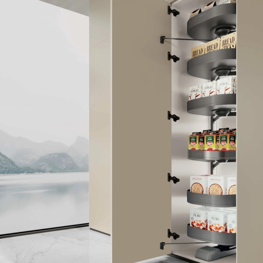 Tủ đồ khô 6 tầng xoay âm tủ nhôm Anode cao cấp  màu  EUM6L60XG – Eurogold